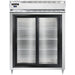 Continental D2RESNSSSGD 57" Two Section Reach In Refrigerator, (2) Sliding Glass Doors, Top Compressor, 115v-cityfoodequipment.com