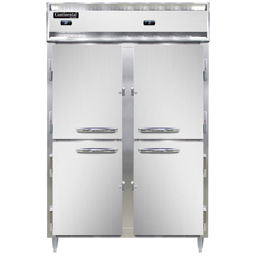 Continental D2RFNSAHD 52" Designer Line Two Section Commercial Combo Refrigerator Freezer - Solid Doors, Dual Temp, 115v-cityfoodequipment.com