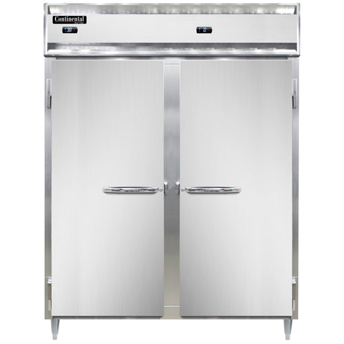 Continental D2RFEN 57" Designer Line Two Section Commercial Combo Refrigerator Freezer - Solid Doors, Dual Temp, 115v-cityfoodequipment.com