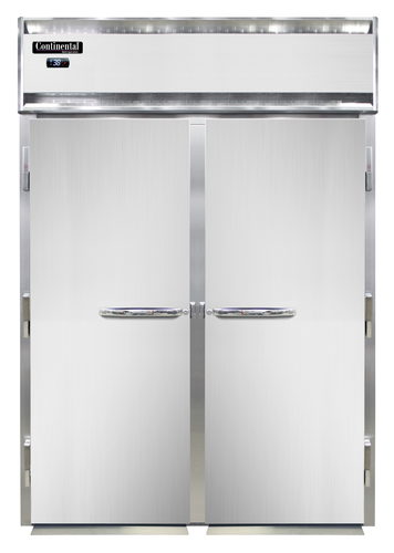 Continental D2RINSAE 68 1/2" Two Section Roll In Refrigerator, (2) Left/right Hinge Solid Doors, Top Compressor, 115v-cityfoodequipment.com
