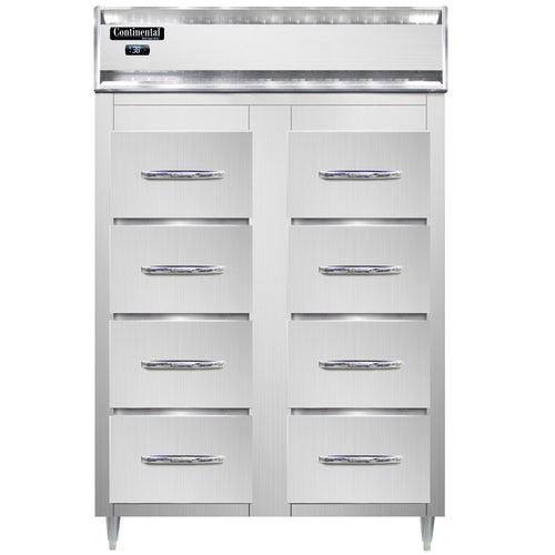 Continental D2RSNSS-F 52" Poultry & Fish File Refrigerator W/ (2) Sections & (8) Drawers, 115v-cityfoodequipment.com