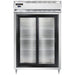 Continental D2RSNSSSGD 52" Two Section Reach In Refrigerator, (2) Sliding Glass Doors, Top Compressor, 115v-cityfoodequipment.com