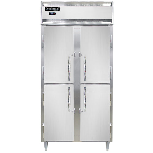 Continental D2RSENSSHD 36 1/4" Two Section Reach In Refrigerator, (4) Left/right Hinge Solid Doors, Top Compressor, 115v-cityfoodequipment.com