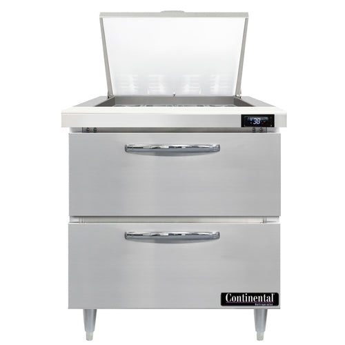 Continental D32N12M-D 32" Designer Line Sandwich/Salad Prep Table w/ Refrigerated Base, 115v-cityfoodequipment.com