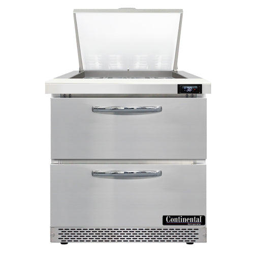 Continental D32N12M-FB-D 32" Designer Line Sandwich/Salad Prep Table w/ Refrigerated Base, 115v-cityfoodequipment.com