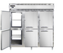 Continental D3RNPTHD 78" Three Section Pass Thru Refrigerator, (12) Left/right Hinge Solid Doors, Top Compressor, 115v-cityfoodequipment.com