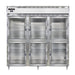 Continental D3RNSAGDHD 78" Three Section Reach In Refrigerator, (6) Left/right Hinge Glass Doors, Top Compressor, 115v-cityfoodequipment.com