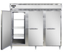 Continental D3RENPT 85 1/2" Three Section Pass Thru Refrigerator, (6) Left/right Hinge Solid Doors, Top Compressor, 115v-cityfoodequipment.com