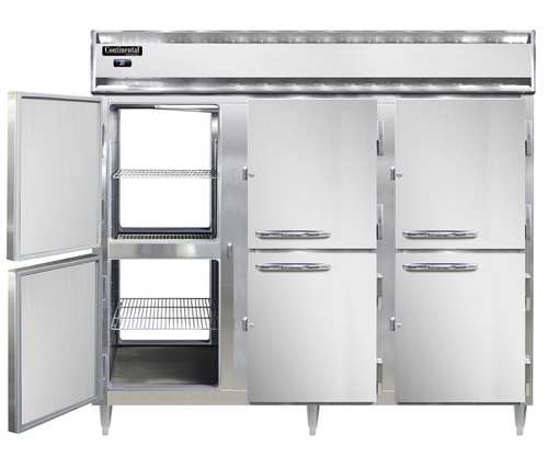 Continental D3RENSAPTHD 85 1/2" Three Section Pass Thru Refrigerator, (12) Left/right Hinge Solid Doors, Top Compressor, 115-cityfoodequipment.com