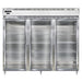 Continental D3RENSSGD 85 1/2" Three Section Reach In Refrigerator, (3) Left/right Hinge Glass Doors, Top Compressor, 115v-cityfoodequipment.com