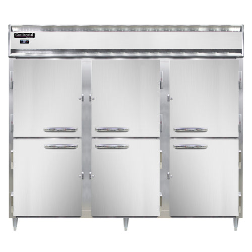 Continental D3RENSSHD 85 1/2" Three Section Reach In Refrigerator, (6) Left/right Hinge Solid Doors, Top Compressor, 115v-cityfoodequipment.com