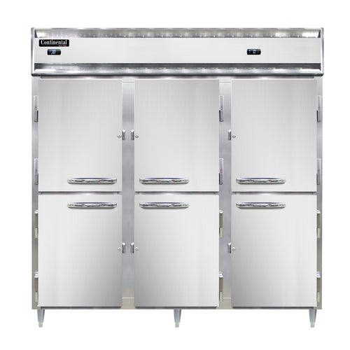 Continental D3RRFNHD 78" Designer Line Three Section Commercial Combo Refrigerator Freezer - Solid Doors, Dual Temp, 115v-cityfoodequipment.com