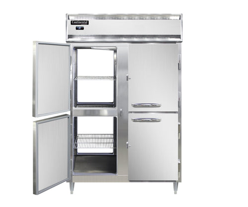 Continental D2RFNSSPTHD 52" Designer Line Two Section Commercial Combo Refrigerator Freezer - Solid Doors, Dual Temp, 115v-cityfoodequipment.com