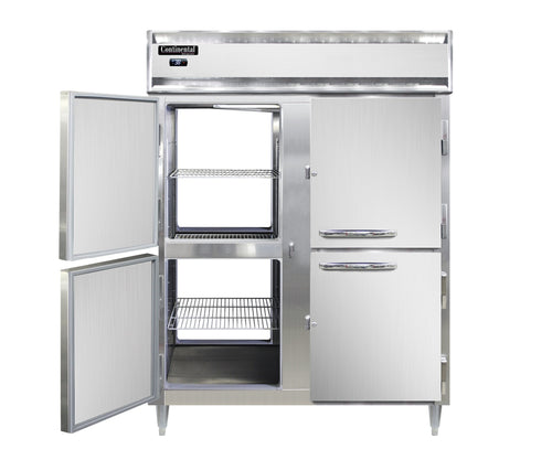 Continental D2RFENSSPTHD 57" Designer Line Two Section Commercial Combo Refrigerator Freezer - Solid Doors, Dual Temp, 115v-cityfoodequipment.com