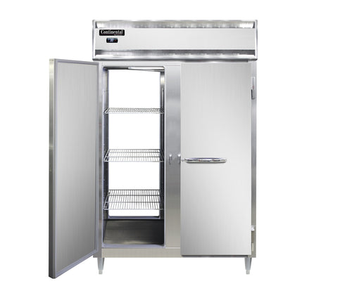 Continental D2RFNSSPT 52" Designer Line Two Section Commercial Combo Refrigerator Freezer - Solid Doors, Dual Temp, 115v-cityfoodequipment.com