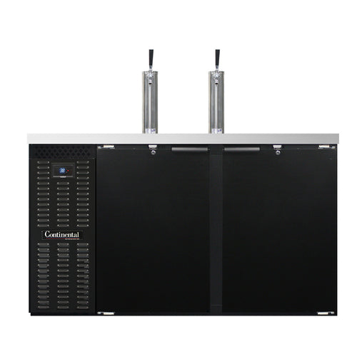 Continental KC59SN 59" Kegerator Beer Dispenser W/ (2) Keg Capacity - (2) Column, Black, 115v-cityfoodequipment.com