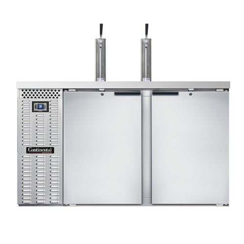 Continental KC59SNSS 59" Kegerator Beer Dispenser W/ (2) Keg Capacity - (2) Column, Stainless, 115v-cityfoodequipment.com