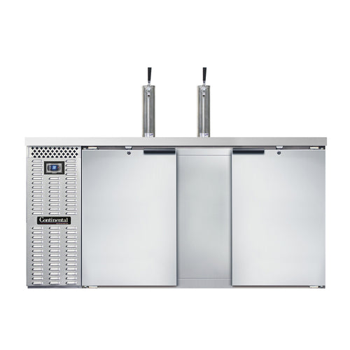 Continental KC69SNSS 69" Kegerator Beer Dispenser W/ (3) Keg Capacity - (2) Column, Stainless, 115v-cityfoodequipment.com