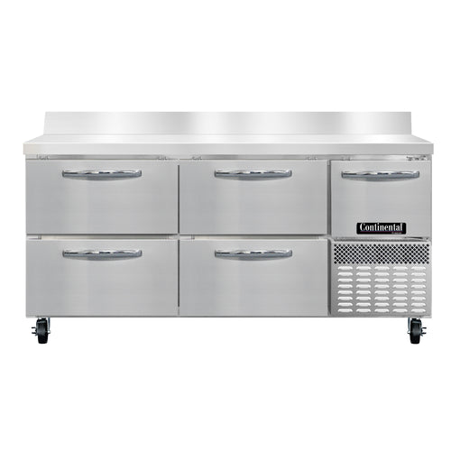 Continental FA68NBS-D 68" W Worktop Freezer w/ (3) Sections, (1) Door, (4) Drawers, 115v-cityfoodequipment.com