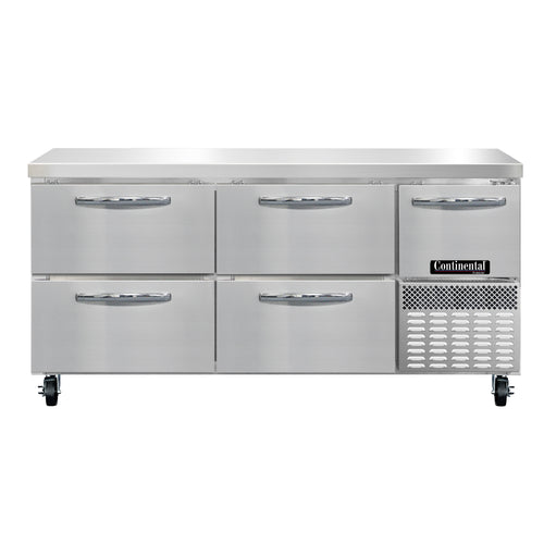 Continental FA68N-D 68" W Worktop Freezer w/ (3) Sections, (1) Door, (4) Drawers, 115v-cityfoodequipment.com