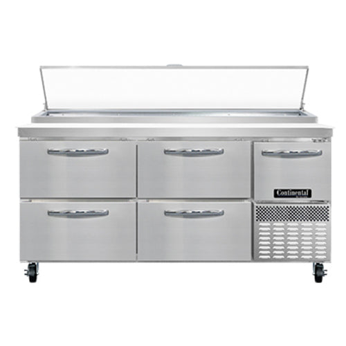 Continental PA68N-D 68" Pizza Prep Table w/ Refrigerated Base, 115v-cityfoodequipment.com