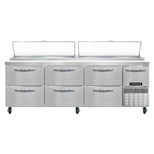 Continental PA93N-D 93" Pizza Prep Table w/ Refrigerated Base, 115v-cityfoodequipment.com
