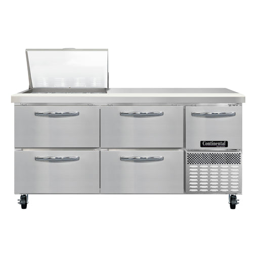Continental RA68N12M-D 68" Sandwich/Salad Prep Table w/ Refrigerated Base, 115v-cityfoodequipment.com