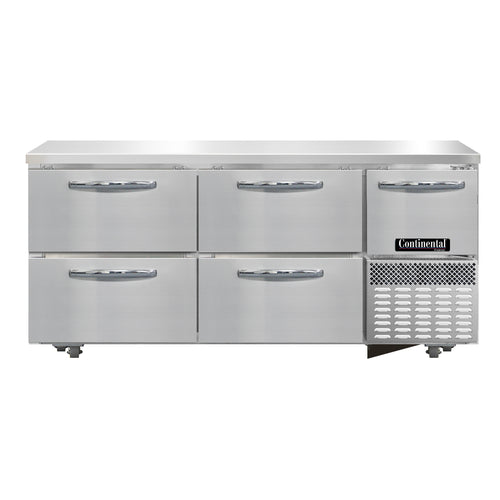 Continental FA68N-U-D 68" W Undercounter Freezer w/ (3) Sections, (1) Door, (4) Drawers, 115v-cityfoodequipment.com