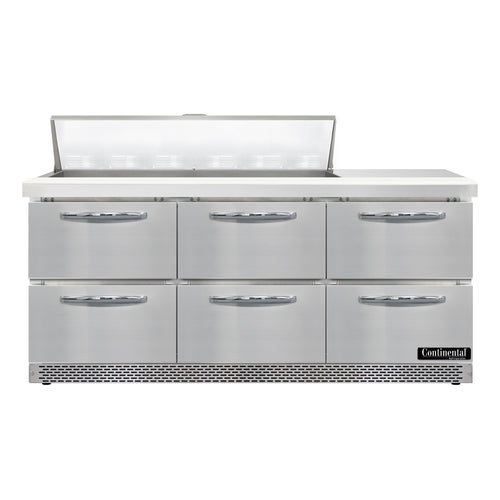 Continental D72N12-FB-D 72" Designer Line Sandwich/Salad Prep Table w/ Refrigerated Base, 115v-cityfoodequipment.com