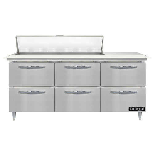 Continental D72N12C-D 72" Designer Line Sandwich/Salad Prep Table w/ Refrigerated Base, 115v-cityfoodequipment.com