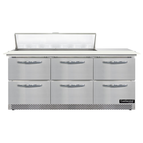 Continental D72N12C-FB-D 72" Designer Line Sandwich/Salad Prep Table w/ Refrigerated Base, 115v-cityfoodequipment.com