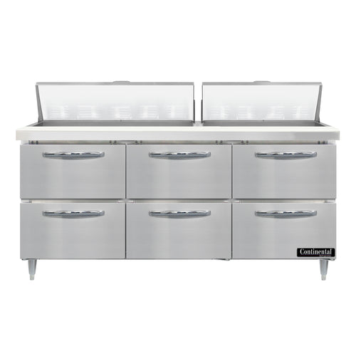 Continental D72N18-D 72" Designer Line Sandwich/Salad Prep Table w/ Refrigerated Base, 115v-cityfoodequipment.com