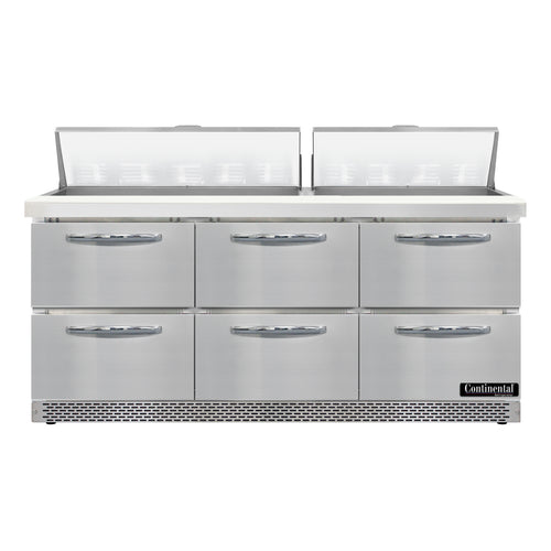Continental D72N18-FB-D 72" Designer Line Sandwich/Salad Prep Table w/ Refrigerated Base, 115v-cityfoodequipment.com