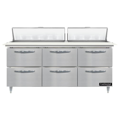 Continental D72N18C-D 72" Designer Line Sandwich/Salad Prep Table w/ Refrigerated Base, 115v-cityfoodequipment.com
