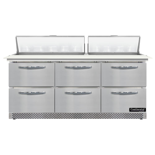Continental D72N18C-FB-D 72" Designer Line Sandwich/Salad Prep Table w/ Refrigerated Base, 115v-cityfoodequipment.com