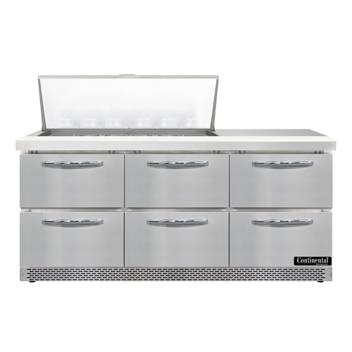 Continental D72N18M-FB-D 72" Designer Line Sandwich/Salad Prep Table w/ Refrigerated Base, 115v-cityfoodequipment.com