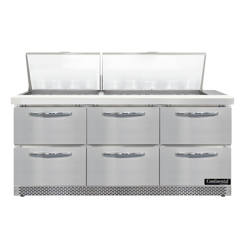 Continental D72N27M-FB-D 72" Designer Line Sandwich/Salad Prep Table w/ Refrigerated Base, 115v-cityfoodequipment.com