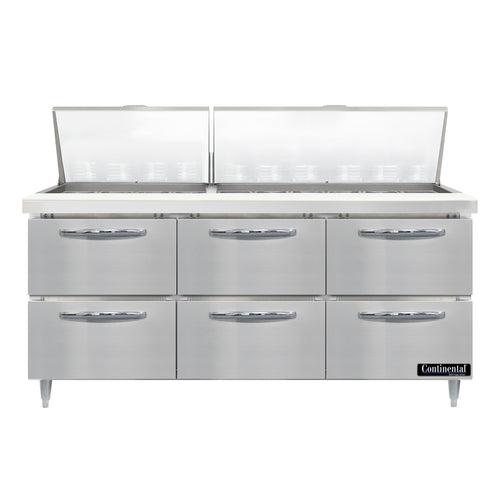 Continental D72N30M-D 72" Designer Line Sandwich/Salad Prep Table w/ Refrigerated Base, 115v-cityfoodequipment.com