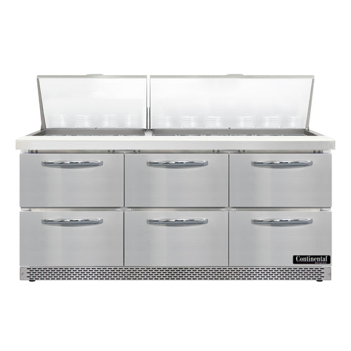 Continental D72N30M-FB-D 72" Designer Line Sandwich/Salad Prep Table w/ Refrigerated Base, 115v-cityfoodequipment.com