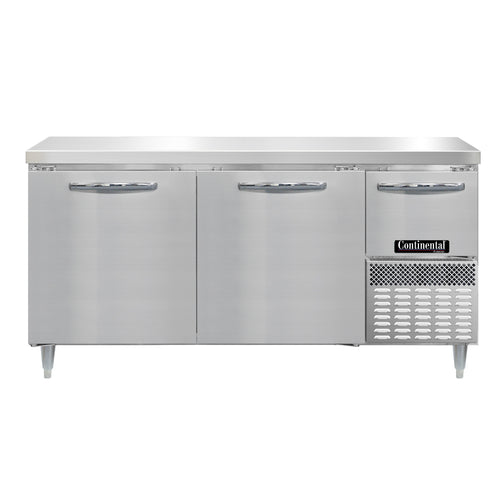 Continental DFA68NSS 68" W Worktop Freezer w/ (2) Sections & (2) Doors, 115v-cityfoodequipment.com
