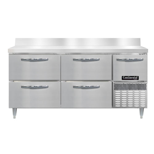 Continental DFA68NSSBSD 68" W Worktop Freezer w/ (2) Sections, (1) Door, (2) Drawers, 115v-cityfoodequipment.com