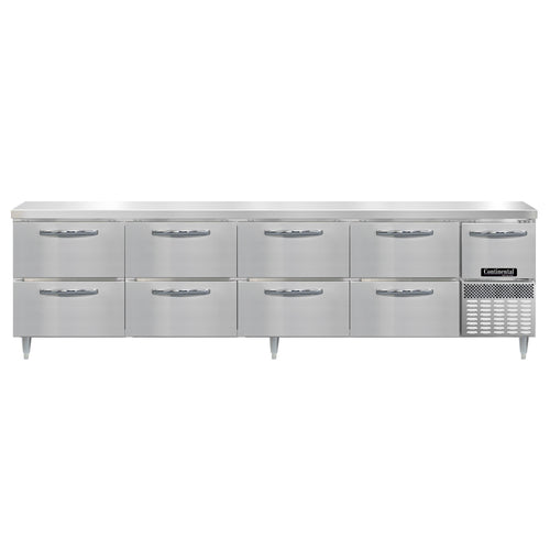 Continental DRA118NSS-D 118" Worktop Refrigerator w/ (5) Sections, 115v-cityfoodequipment.com
