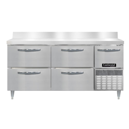 Continental DRA68NSSBS-D 68" Worktop Refrigerator w/ (3) Sections, 115v-cityfoodequipment.com