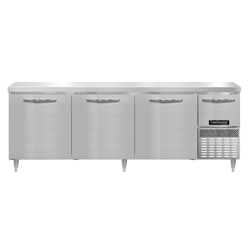 Continental DRA93NSS 93" Worktop Refrigerator w/ (4) Sections, 115v-cityfoodequipment.com