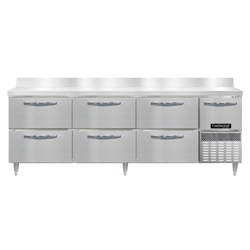 Continental DRA93NSSBS-D 93" Worktop Refrigerator w/ (4) Sections, 115v-cityfoodequipment.com