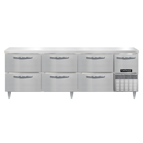 Continental DRA93NSS-D 93" Worktop Refrigerator w/ (4) Sections, 115v-cityfoodequipment.com