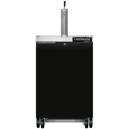 Continental KC24N 24" Kegerator Beer Dispenser W/ (1) Keg Capacity - (1) Column, Black, 115v-cityfoodequipment.com