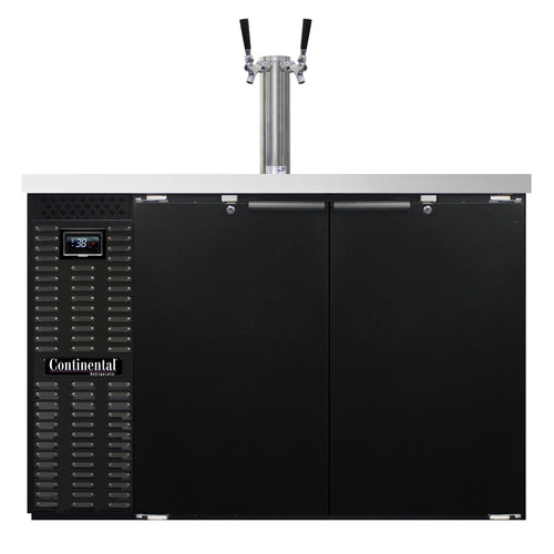 Continental KC50N 50" Kegerator Beer Dispenser W/ (2) Keg Capacity - (1) Column, Black, 115v-cityfoodequipment.com