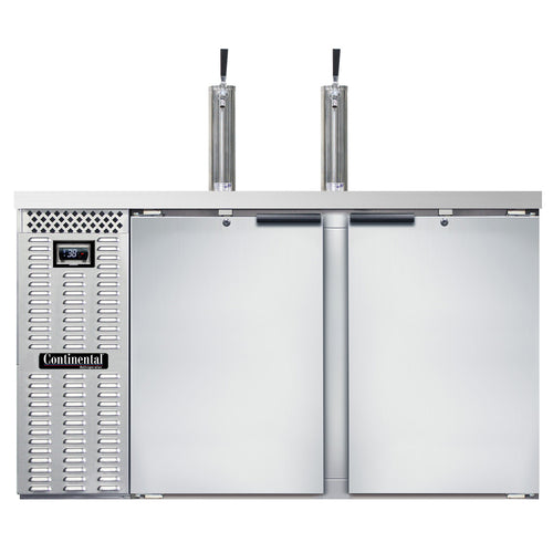 Continental KC59NSS 59" Kegerator Beer Dispenser W/ (2) Keg Capacity - (2) Column, Stainless, 115v-cityfoodequipment.com