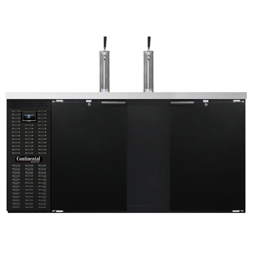 Continental KC69N 69" Kegerator Beer Dispenser W/ (3) Keg Capacity - (2) Columns, Black, 115v-cityfoodequipment.com